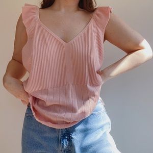 Lane Bryant knit pink flounce sleeve tank